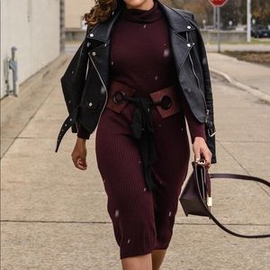 Mango Dresses - Burgundy Midi Sweater Dress Mango Dresses - Burgundy Midi Sweater Dress